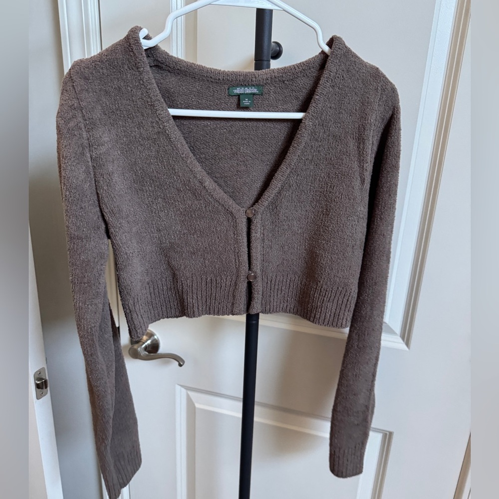 Wild Fable Cropped Brown Cardigan Sweater